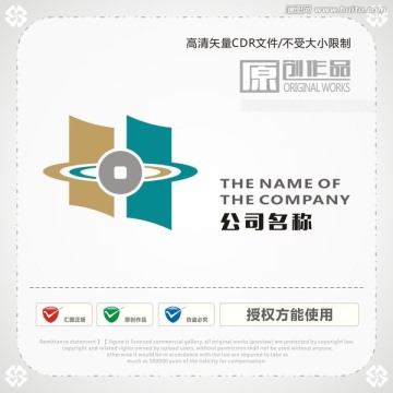 字母H 铜钱 建筑logo