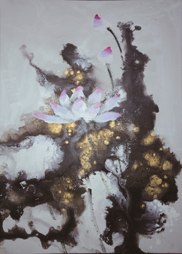 抽象荷花 風(fēng)景油畫