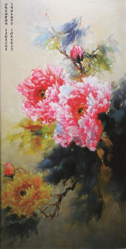 牡丹油畫 花卉裝飾畫