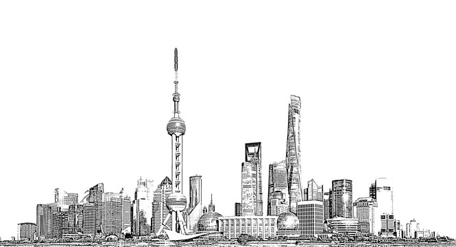 上海城市線描