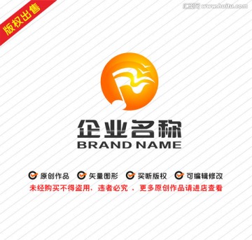 音符飞鸟logo音乐logo