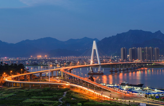 瓯北大桥夜景 瓯北夜色