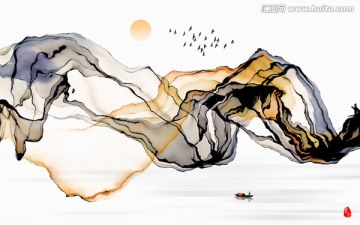 水墨畫(huà) 新中式抽象水墨裝飾畫(huà)