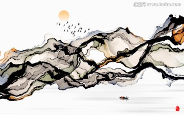 新中式抽象意境水墨畫 水墨掛畫