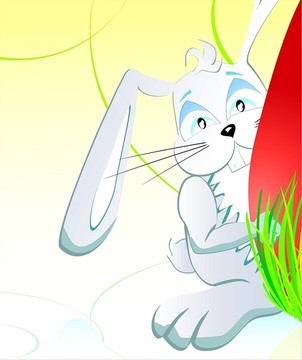 復(fù)活節(jié)兔子和復(fù)活節(jié)彩蛋插畫