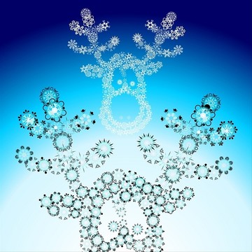 圣誕馴鹿黑人雪花矢量圖