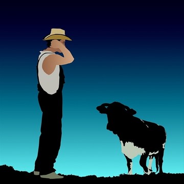 農民和奶牛插圖