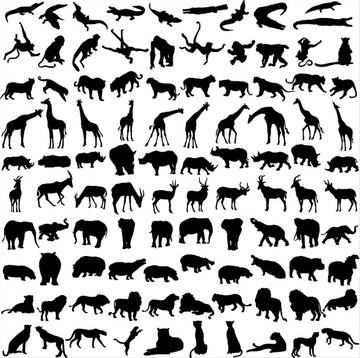 動物剪影矢量圖