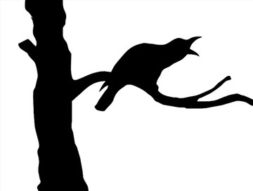 树枝上的乌鸦剪影矢量图