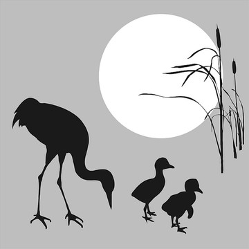 動物鶴剪影