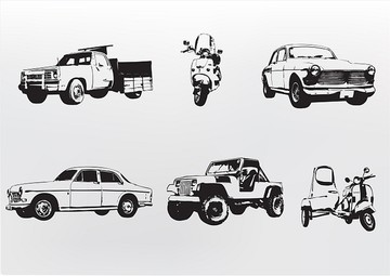 汽車和摩托車矢量插圖