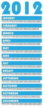 简单的蓝色2012日历