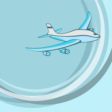 交通飞机卡通插画