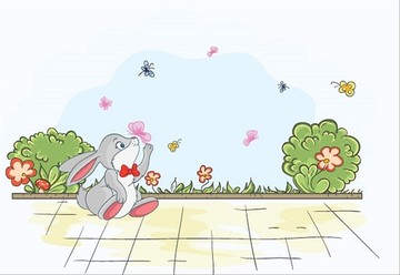 卡通背景兔子矢量插畫(huà)