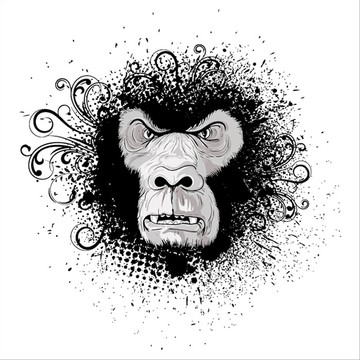 復(fù)古T恤設(shè)計大猩猩
