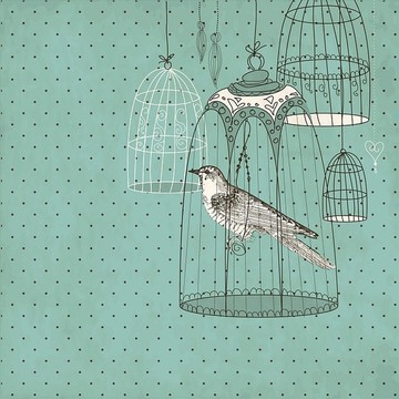 鸟在笼子里矢量图