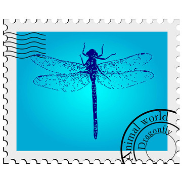 邮票蜻蜓矢量图