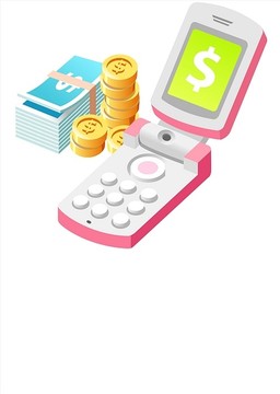 手機(jī)和現(xiàn)金矢量插畫(huà)