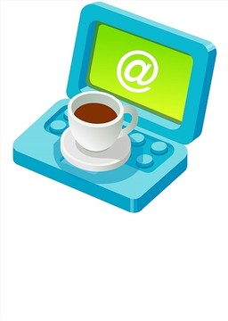電腦和咖啡杯矢量插畫
