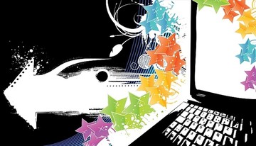 星星和筆記本電腦