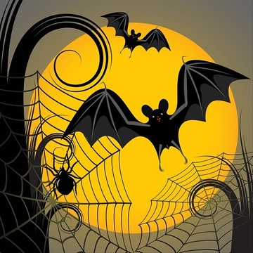 黄色月亮和蝙蝠
