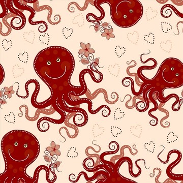 海洋章鱼图案壁纸