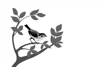 树枝上的鸟剪影矢量插画