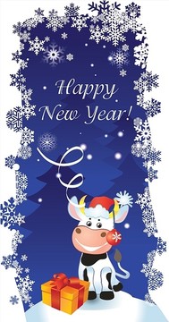 矢量新年卡與公牛