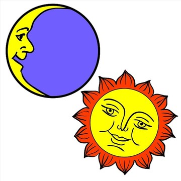 月亮脸和太阳脸矢量图