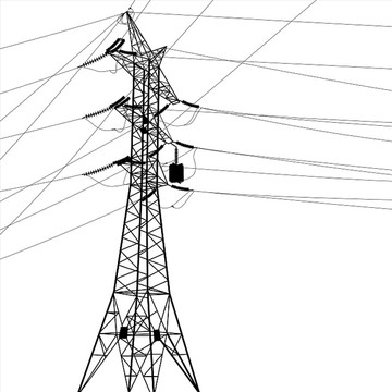 高壓電力線輪廓矢量插畫