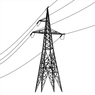 高壓電力線輪廓矢量插畫