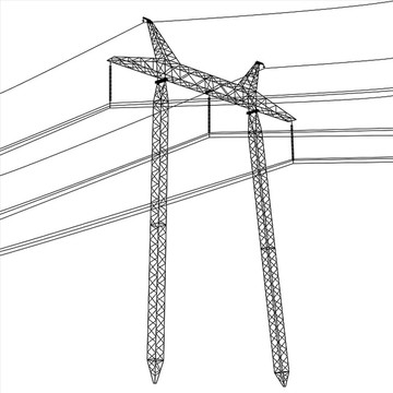 高压电力线轮廓矢量插画