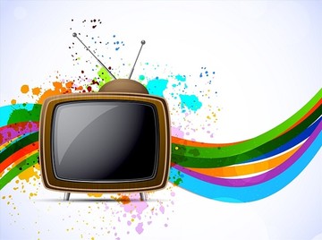 电视机和彩色线条