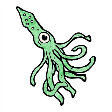 卡通魷魚矢量圖