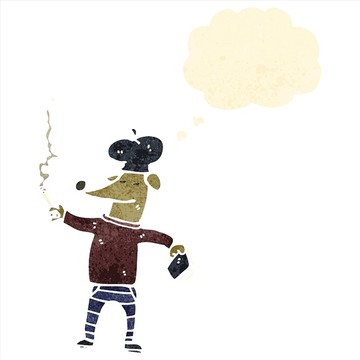 在吸煙的狗狗插畫圖