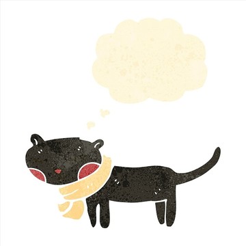 卡通動物黑色貓咪插畫