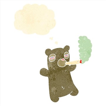 在吸烟的小熊插画