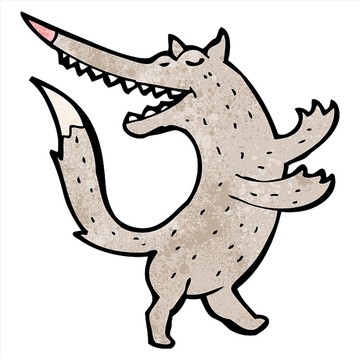 卡通動物狼插畫