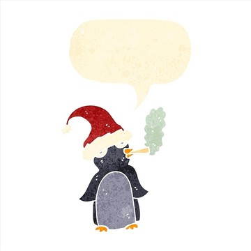 在抽烟的企鹅插画