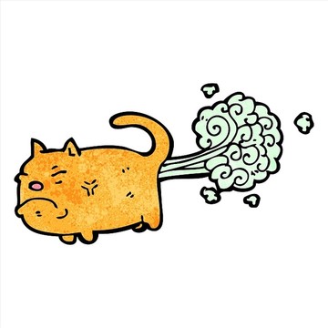 在放屁的貓咪卡通插畫