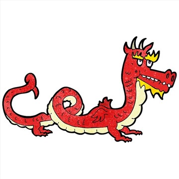 卡通動物龍插畫