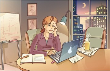 夜间工作的女人插图