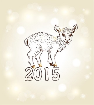 绵羊绘新年贺卡