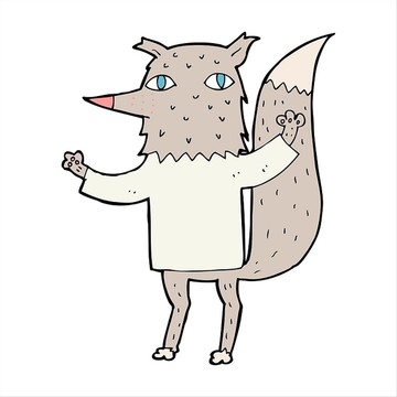 卡通動物狼插畫