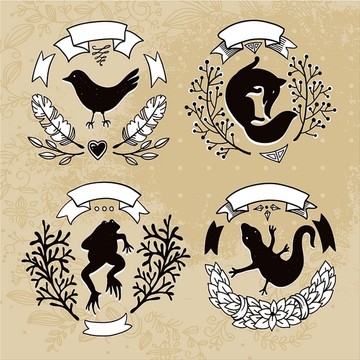 花環(huán)和動(dòng)物剪影