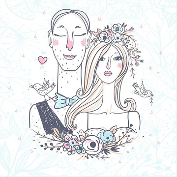 新婚夫婦婚禮設(shè)計矢量圖