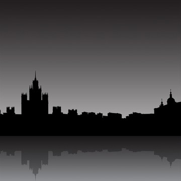 莫斯科城市轮廓剪影矢量图