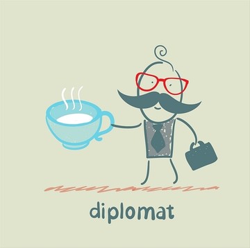外交官帶著一杯茶