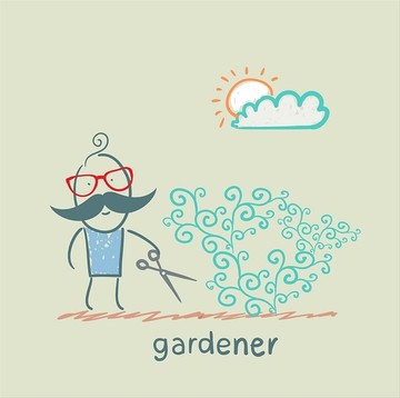 在修剪植物的男園丁