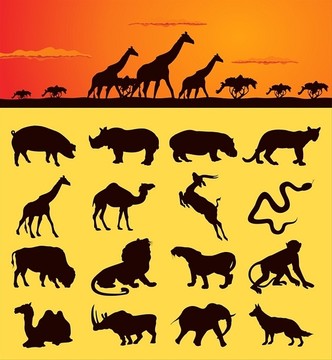 動物剪影矢量圖
